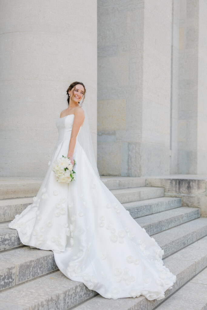 wedding ceremony gown with floral texture